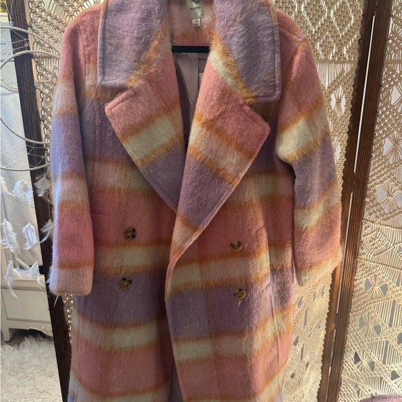 Anthropologie Pastel Plaid Peacoat - Picture 2 of 4